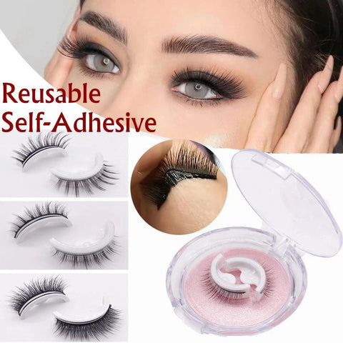 pack of 2 pair Reusable Self-adhesive False Eyelashes 3D Mink Lashes Glue-free Eyelash Extension 3 Seconds to Wear No Glue Needed Lashes